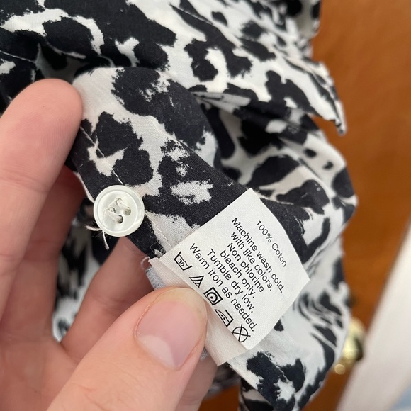 Chic JCrew snow leopard print collared button down shirt boy cut 100% cotton Y2K - Picture 6 of 7